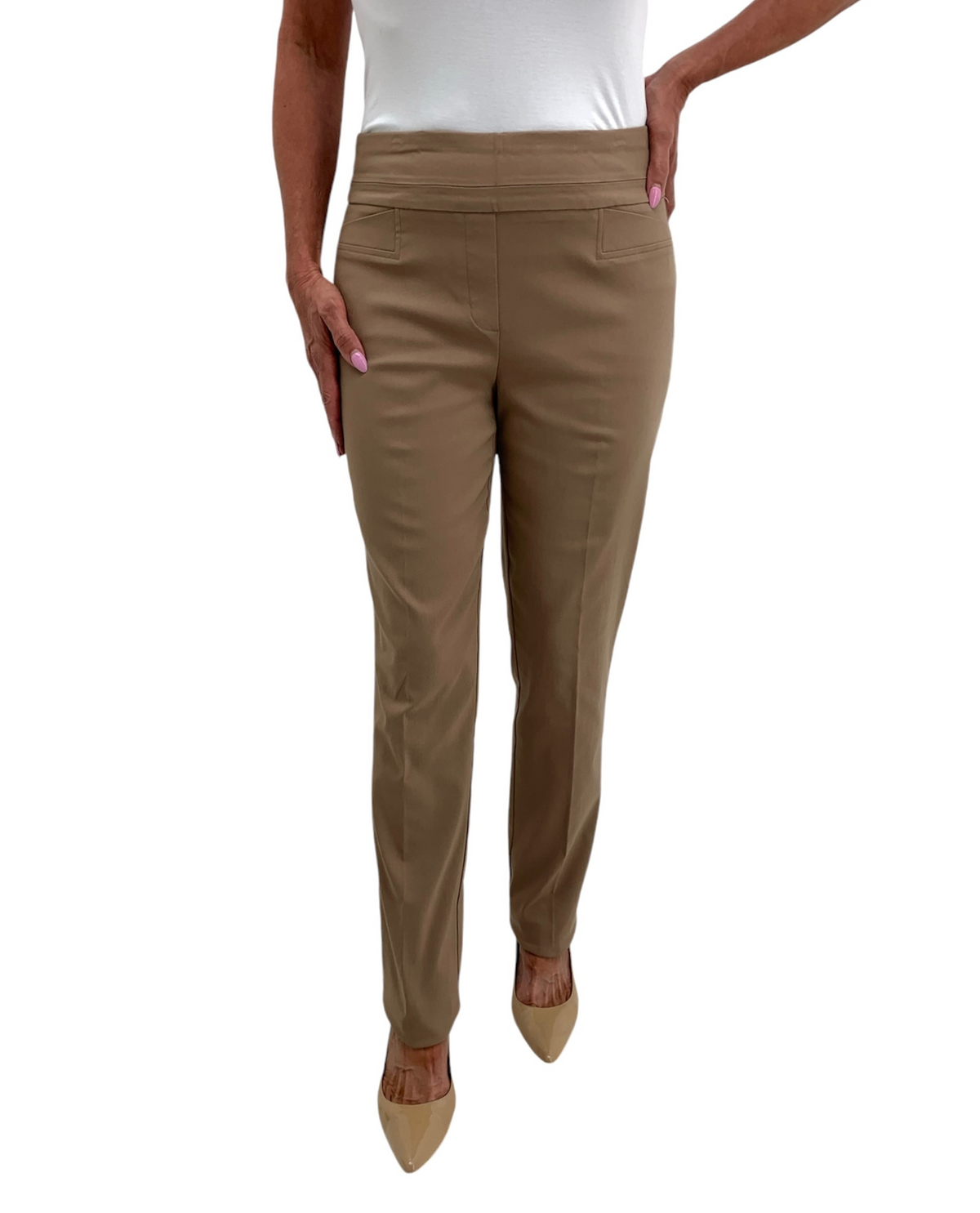 RENUAR R1721 PARIS CIGARETTE SKINNY PULL ON PANTS - FASHION COLORS