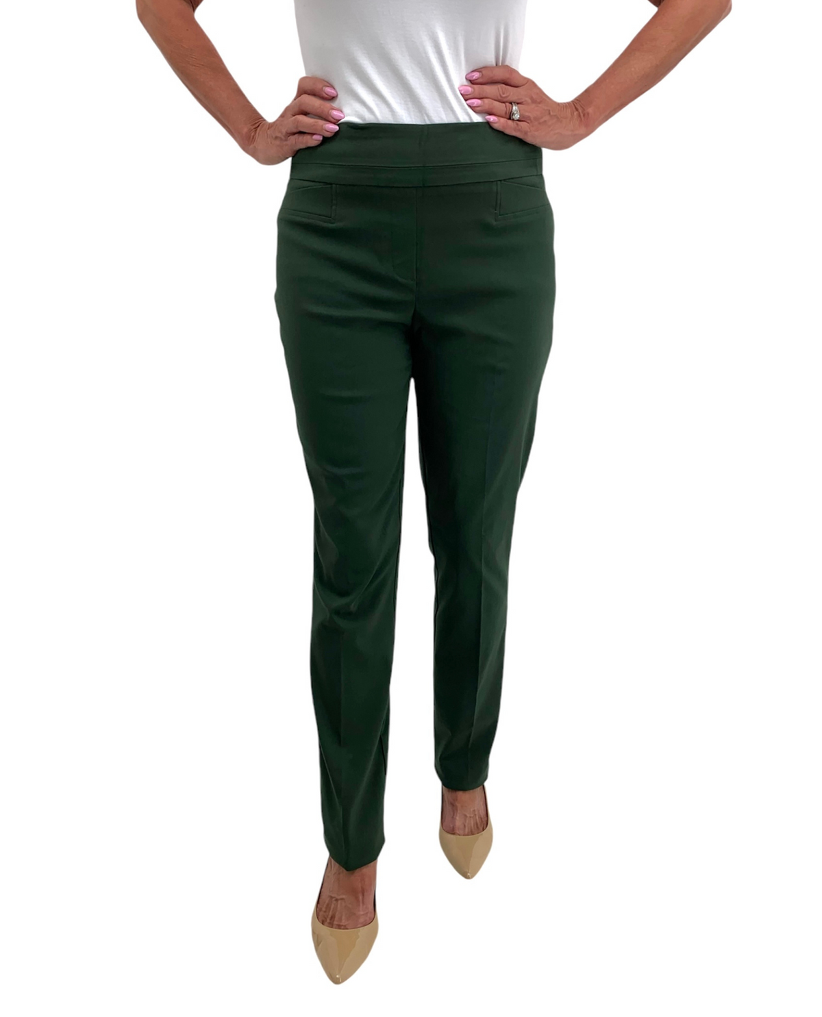 RENUAR R1721 PARIS CIGARETTE SKINNY PULL ON PANTS - FASHION COLORS