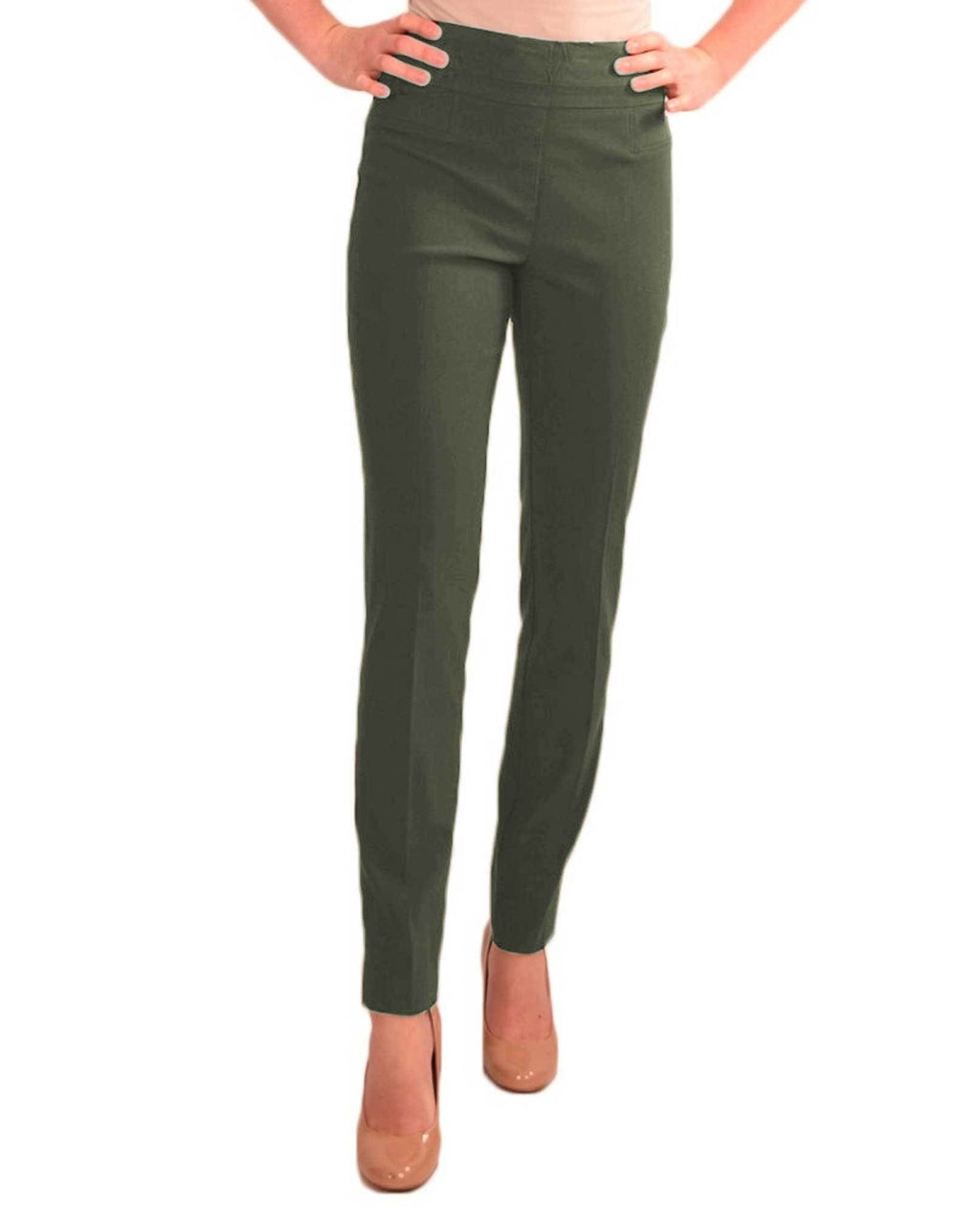 RENUAR R1721 PARIS CIGARETTE SKINNY PULL ON PANTS - FASHION COLORS