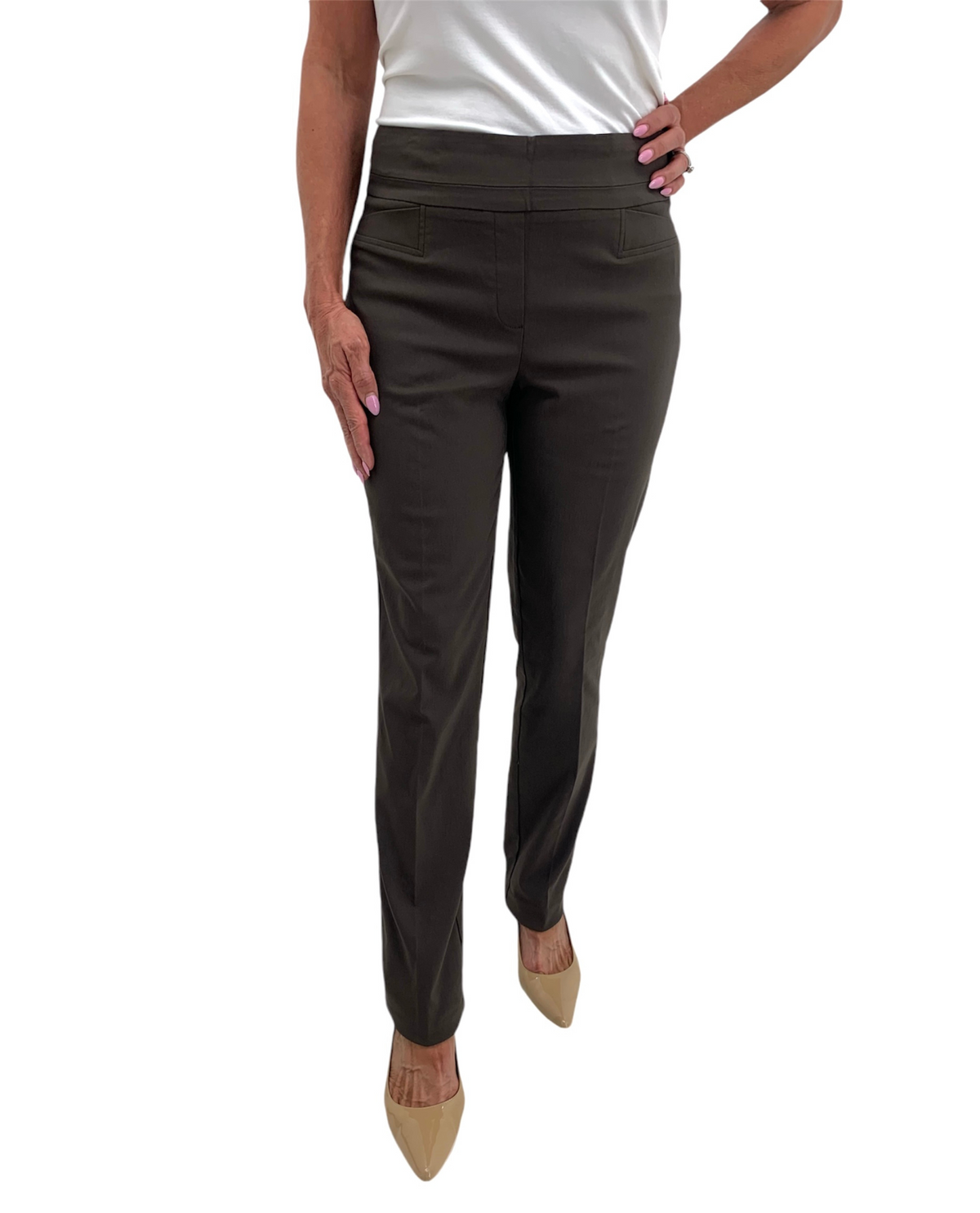 RENUAR R1721 PARIS CIGARETTE SKINNY PULL ON PANTS - CLASSIC COLORS