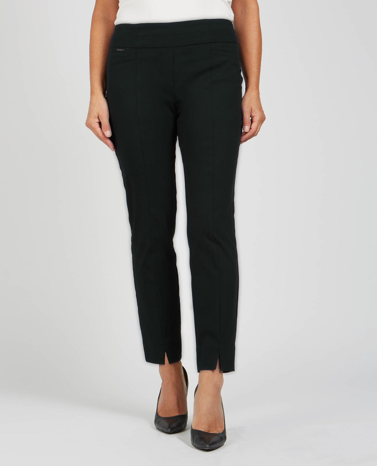 RENUAR R1851 PULL ON SLIM ANKLE PANT WITH FRONT SLIT