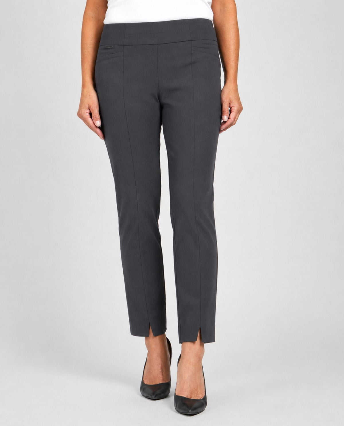 RENUAR R1851 PULL ON SLIM ANKLE PANT WITH FRONT SLIT