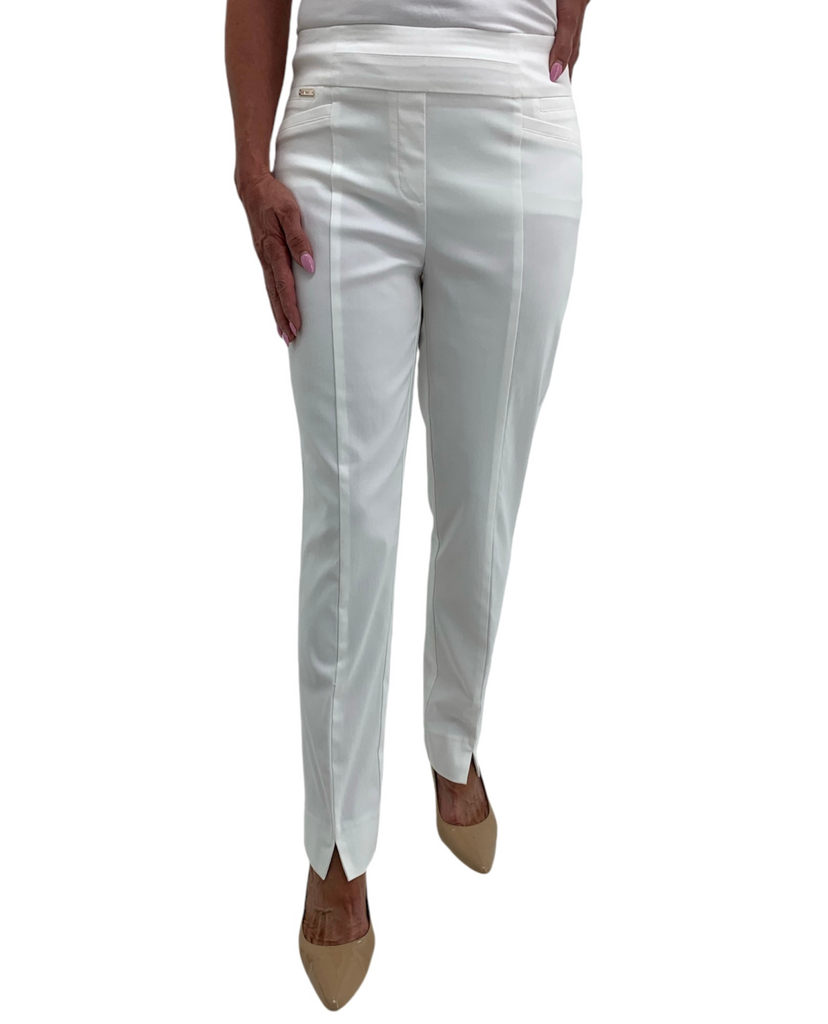 RENUAR R1851 PULL ON SLIM ANKLE PANT WITH FRONT SLIT