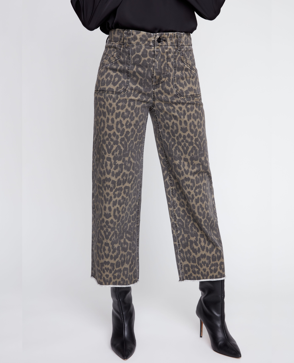 RENUAR R11021 LEOPARD PRINT WOVEN PANT