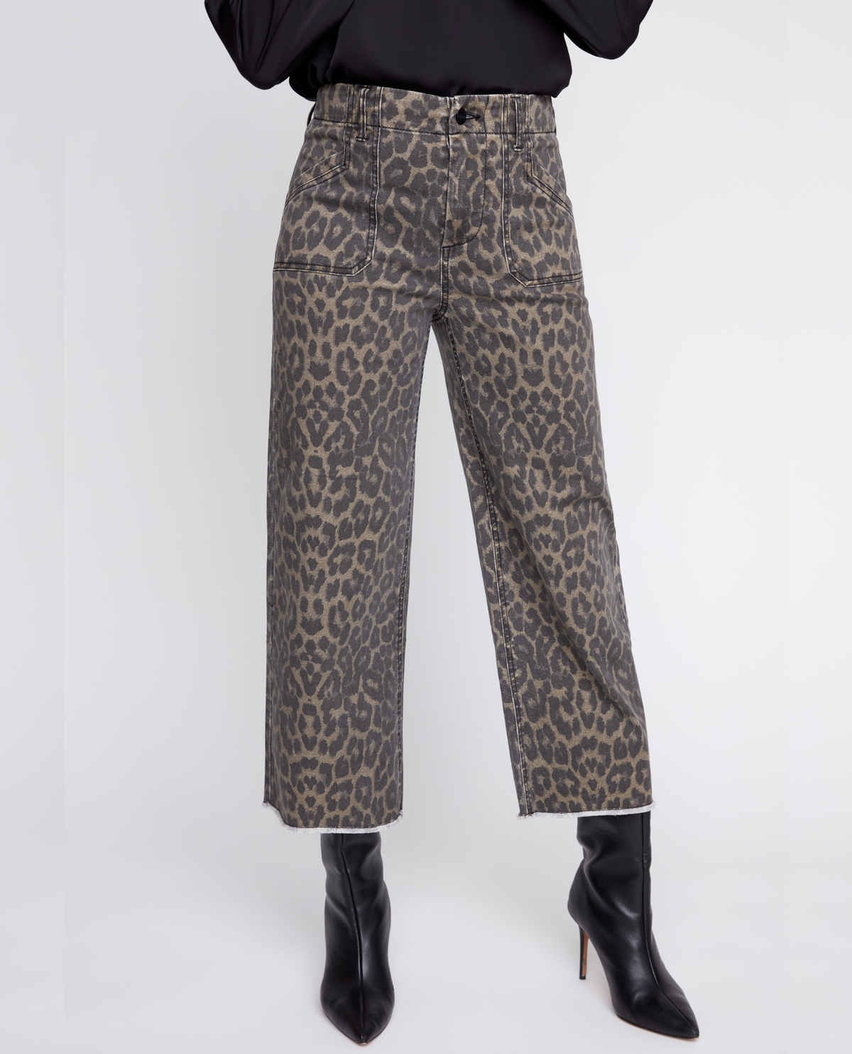 RENUAR R11021 LEOPARD PRINT WOVEN PANT