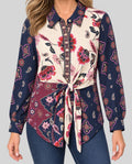 RUBY RD 51940 PETITES ENGLISH GARDEN TWILL TOP WITH TIE