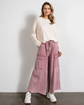 Easel EB40795 Wide Leg Mineral Wash Pants