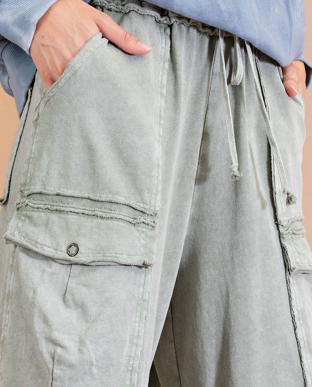 Easel EB40795 Wide Leg Mineral Wash Pants